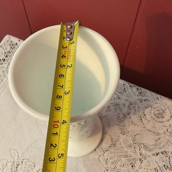 Mid Century Milk Glass Vase Embossed Grapes - Picture 3 of 9
